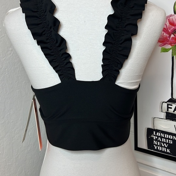 NWT Aqua Athletic Black Ruffle Bra Size S - Picture 7 of 8